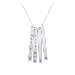 Multi Vertical Birthstone Bar Pendant - 4 Bar