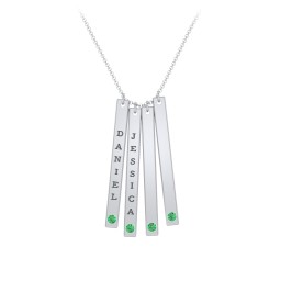 Multi Vertical Birthstone Bar Pendant - 4 Bar