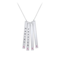 Multi Vertical Birthstone Bar Pendant - 4 Bar
