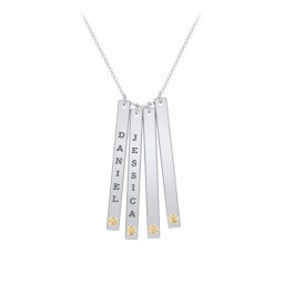 Multi Vertical Birthstone Bar Pendant - 4 Bar