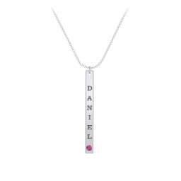 Multi Vertical Birthstone Bar Pendant - 1 Bar in 925 Sterling Silver with Ruby, Amethyst, Red Premium Zirconia, and Fancy Pink Premium Zirconia