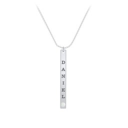 Multi Vertical Birthstone Bar Pendant - 1 Bar in 925 Sterling Silver with Opal, Amethyst, Red Premium Zirconia, and Fancy Pink Premium Zirconia