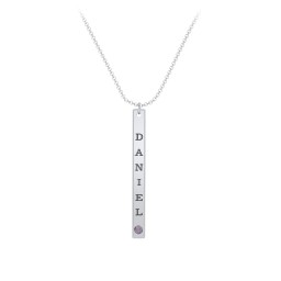 Multi Vertical Birthstone Bar Pendant - 1 Bar in 925 Sterling Silver with Alexandrite, Amethyst, Red Premium Zirconia, and Fancy Pink Premium Zirconia