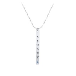 Multi Vertical Birthstone Bar Pendant - 1 Bar in 925 Sterling Silver with Blue Topaz, Amethyst, Red Premium Zirconia, and Fancy Pink Premium Zirconia