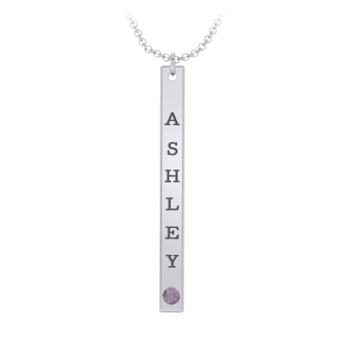 Multi Vertical Birthstone Bar Pendant - 1 Bar – Sterling Silver with Alexandrite