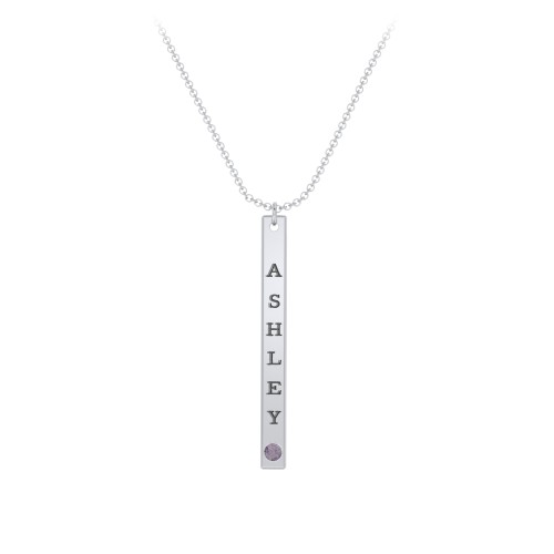 Multi Vertical Birthstone Bar Pendant - 1 Bar – Sterling Silver with Alexandrite