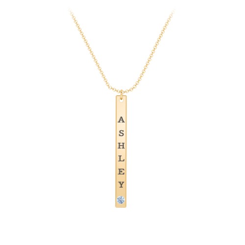 Multi Vertical Birthstone Bar Pendant - 1 Bar – 9kt Yellow Gold with Blue Topaz
