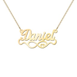 Stylized Name Necklace in 18K Gold Plated Silver