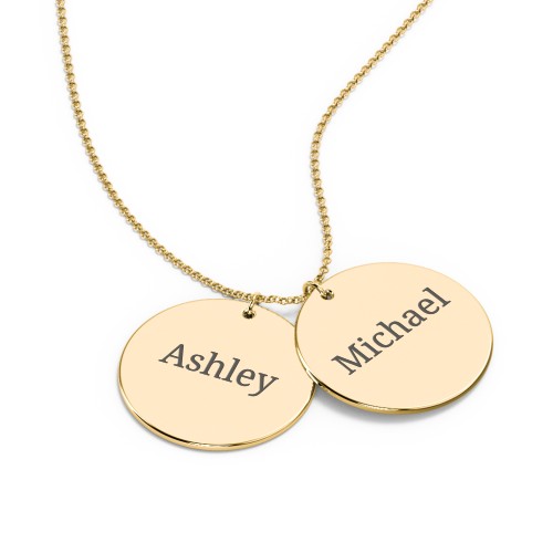 Engravable Name 2 Disc Pendant – 9kt Yellow Gold