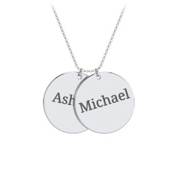 Engravable Name 2 Disc Pendant in 925 Sterling Silver with Ruby, Amethyst Premium Zirconia, Blue Sapphire, and Blue Topaz
