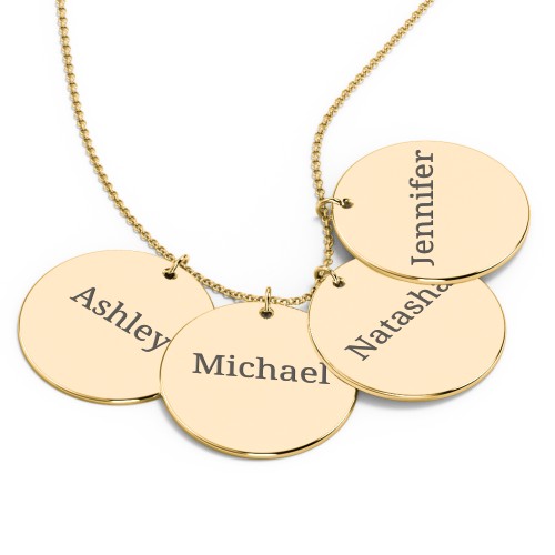 Engravable Name 4 Disc Pendant – 9kt Yellow Gold