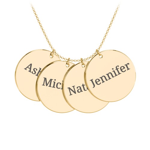 Engravable Name 4 Disc Pendant – 9kt Yellow Gold