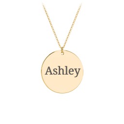 Charmed Name Disc Pendant in 18K Gold Plated Silver with Ruby, Amethyst Premium Zirconia, Blue Sapphire, and Blue Topaz