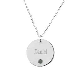 Birthstone Name Disc Pendant