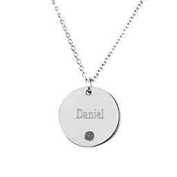 Birthstone Name Disc Pendant in 925 Sterling Silver with Alexandrite