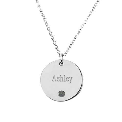 Birthstone Name Disc Pendant – Sterling Silver with Alexandrite