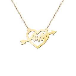 First Love Initial Heart Necklace in 18K Gold Plated Silver