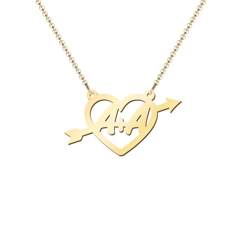 First Love Initial Heart Necklace – 18K Gold Plated Silver