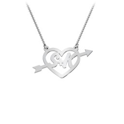 First Love Initial Heart Necklace in 925 Sterling Silver