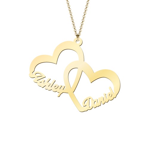Interlocked In Love Heart Name Necklace – 18K Gold Plated Silver