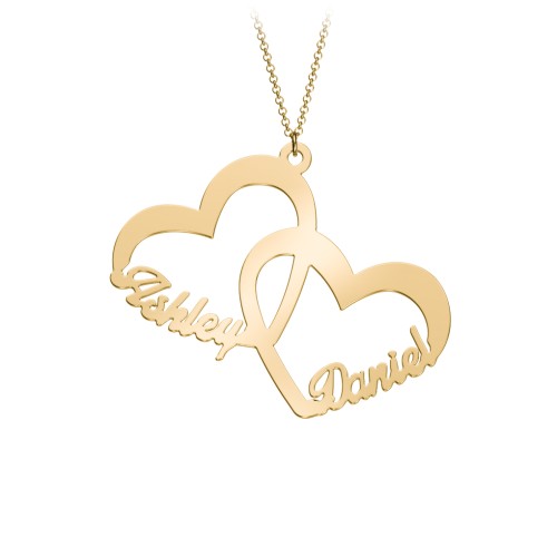 Interlocked In Love Heart Name Necklace – 18K Gold Plated Silver