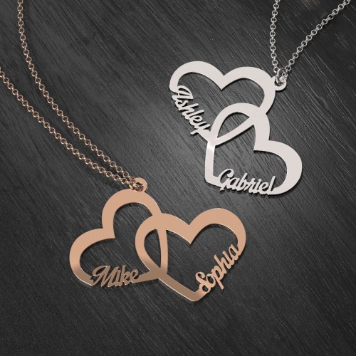 Interlocked In Love Heart Name Necklace – Sterling Silver