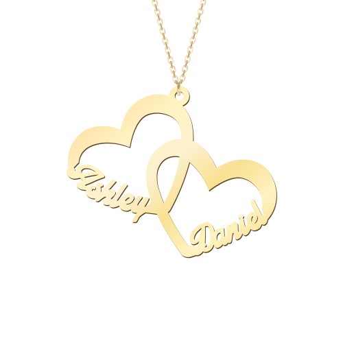 Interlocked In Love Heart Name Necklace – 9kt Yellow Gold