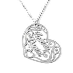 Fancy Filigree Heart Name Necklace – 9kt Yellow Gold