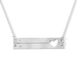 Raising The Bar Engravable Double Bar Necklace with Heart Cutout in 925 Sterling Silver