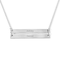 Raising The Bar Engravable Double Bar Necklace – Sterling Silver