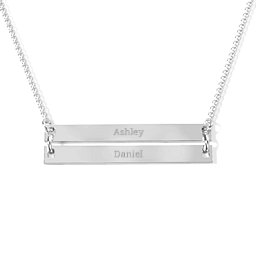 Raising The Bar Engravable Double Bar Necklace in 925 Sterling Silver