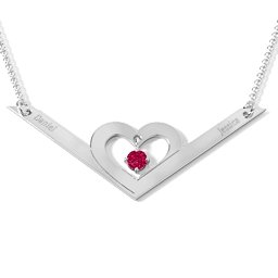 Secret Admirer Engravable Heart Necklace in 925 Sterling Silver with Ruby