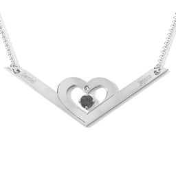 Secret Admirer Engravable Heart Necklace in 925 Sterling Silver with Alexandrite