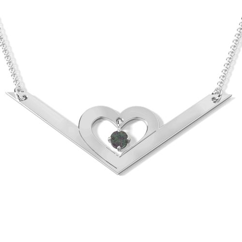 Secret Admirer Engravable Heart Necklace – Sterling Silver with Alexandrite
