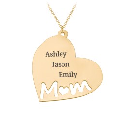 Marvelous Mom Engravable Heart Necklace in 18K Gold Plated Silver