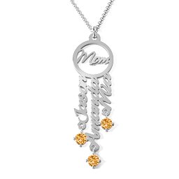 A Mother's Dream Name Necklace in 925 Sterling Silver with Citrine