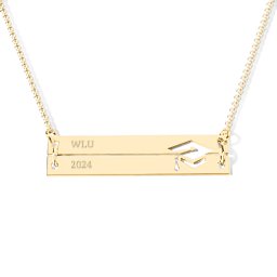 Engravable Double Bar Graduation Cap Necklace