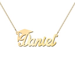 Graduation Name Necklace in 18K Gold Plated Silver