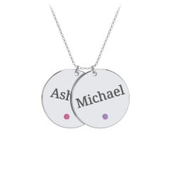 Engravable 2 Disc Pendant with Birthstone