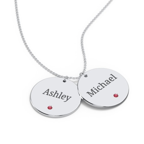 Engravable 2 Disc Pendant with Birthstone