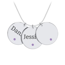 Engravable 3 Disc Pendant with Birthstone