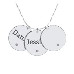 Engravable 3 Disc Pendant with Birthstone
