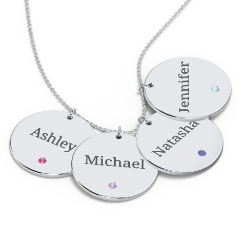 Engravable 4 Disc Pendant with Birthstone