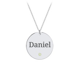 Engravable Disc Pendant with Birthstone