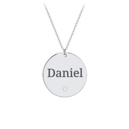 Engravable Disc Pendant with Birthstone