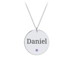 Engravable Disc Pendant with Birthstone
