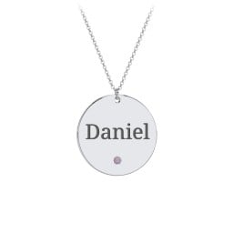 Engravable Disc Pendant with Birthstone