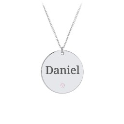 Engravable Disc Pendant with Birthstone