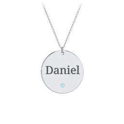 Engravable Disc Pendant with Birthstone