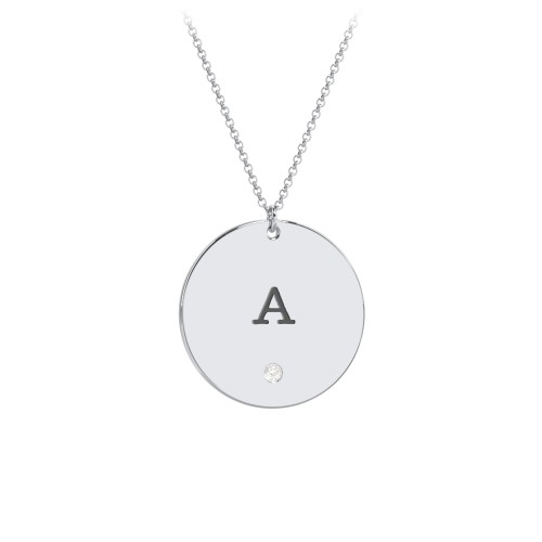 Birthstone Initial Disc Pendant